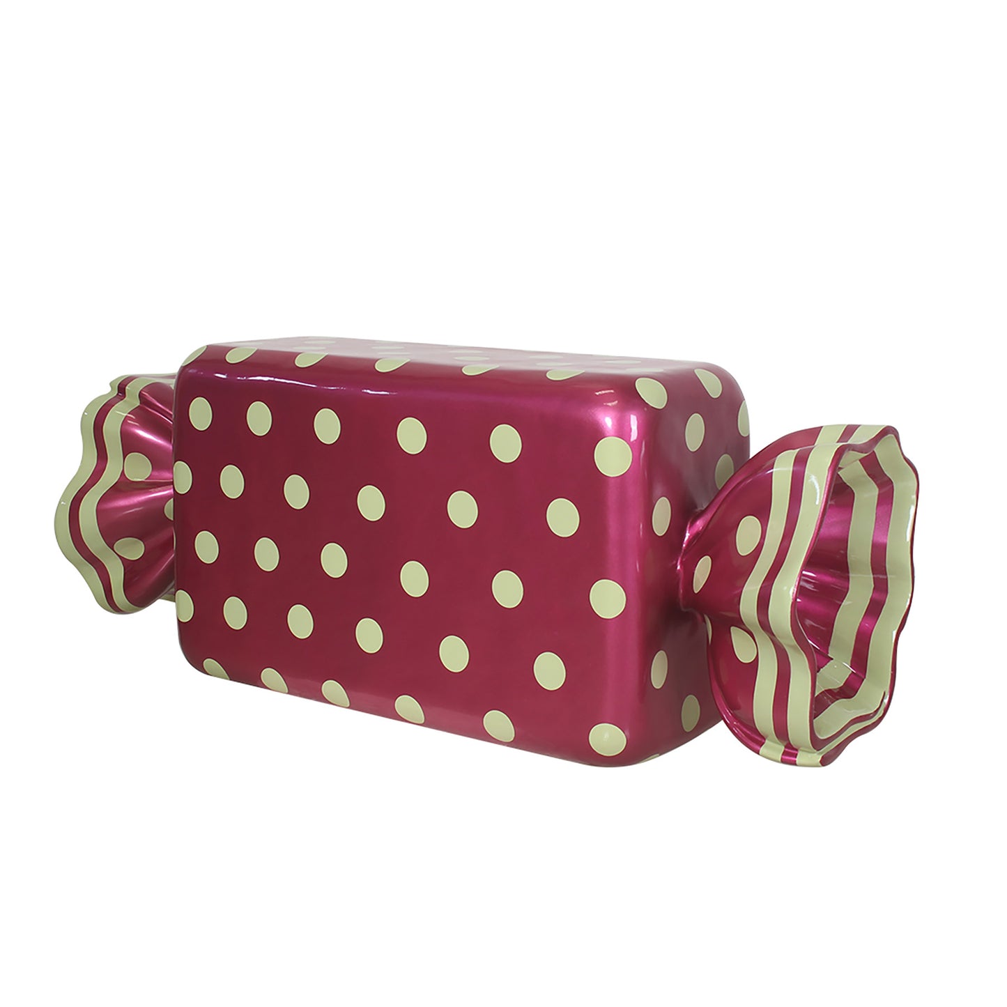 5' Wrapped Rectangle Candy with Pink Wrapper with Lime Green Polka Dots
