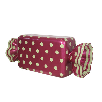 5' Wrapped Rectangle Candy with Pink Wrapper with Lime Green Polka Dots