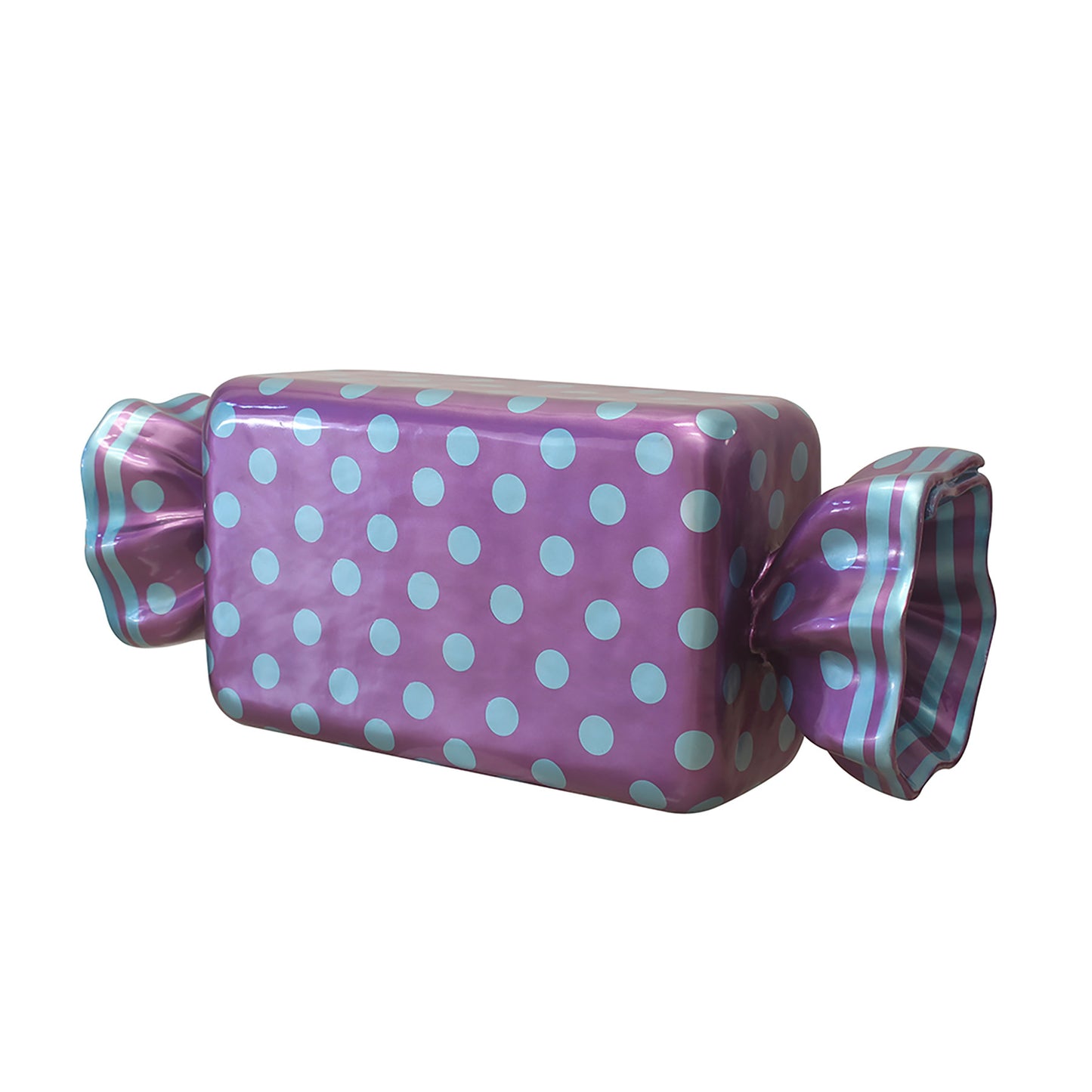 5' Wrapped Rectangle Candy with Purple Wrapper with Blue Polka Dots