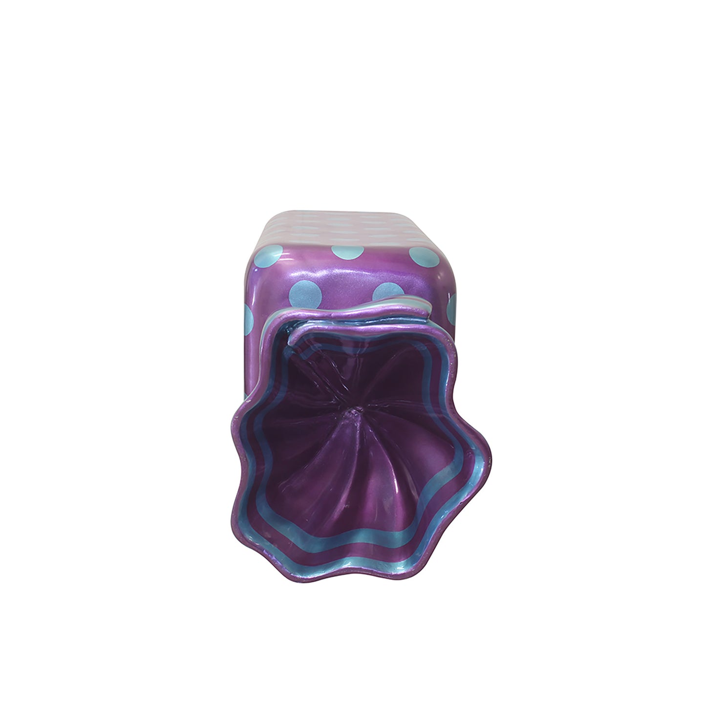 5' Wrapped Rectangle Candy with Purple Wrapper with Blue Polka Dots