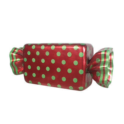 5' Wrapped Rectangle Candy with Red Wrapper with Green Polka Dots