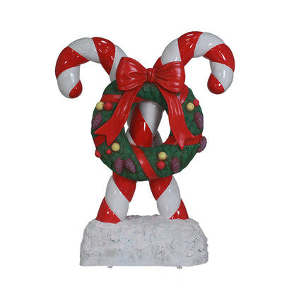 6' Candy Cane with Wreath