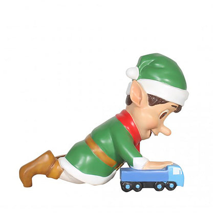 Elf with Blue Toy Truck