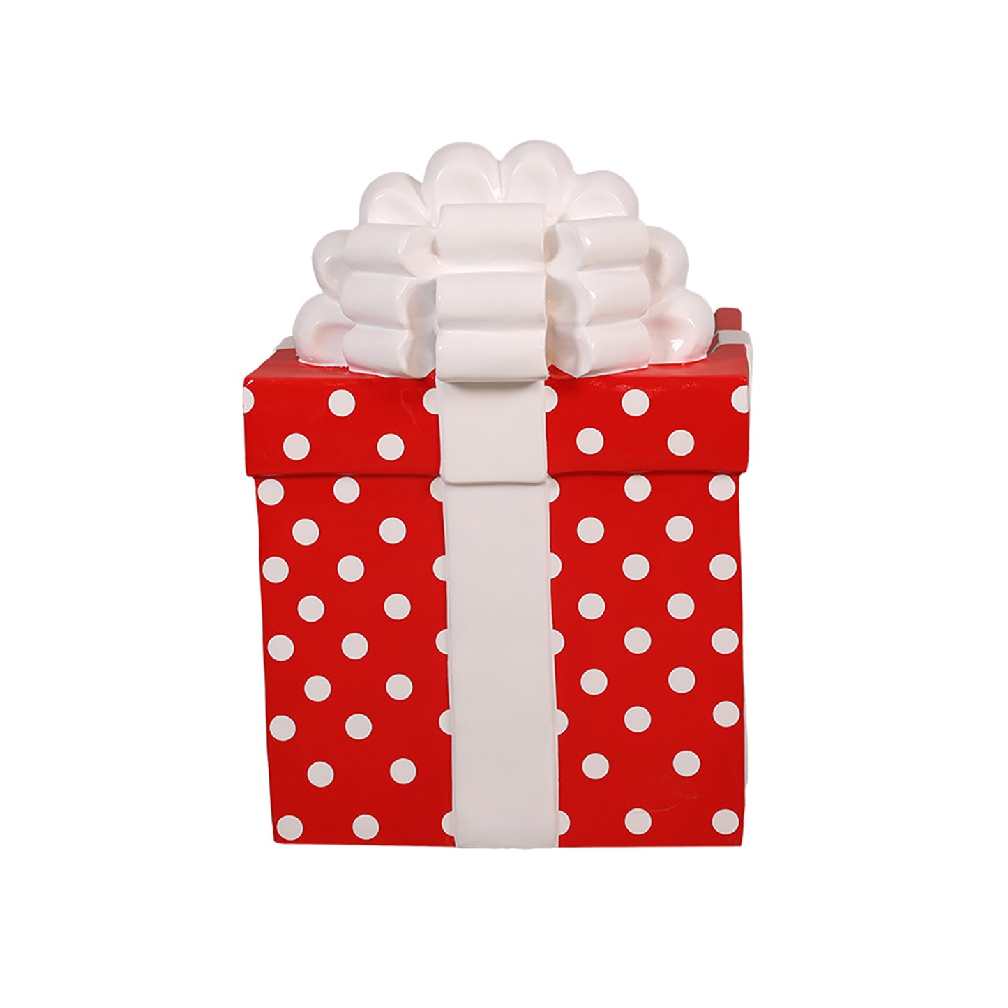 Red Gift Box Chair with White Polka Dots