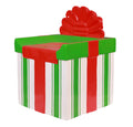 Gift Box Chair with Red, White, and Green Stripes