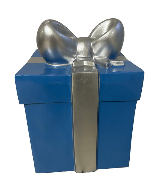 20" Blue Gift Box with Silver Bow