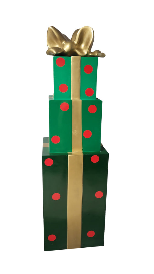 3 Gift Box Stack with Polka Dots and Ribbon