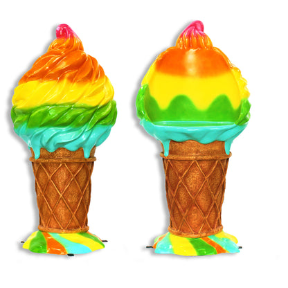 5' Rainbow Ice Cream Cone Bar Chair