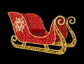 7' 3D Red and Gold LED Sleigh with Snowflake