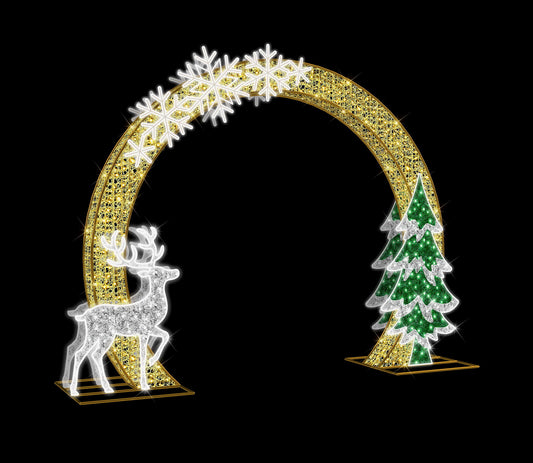 Arch with Snowflakes, Tree and a Reindeer