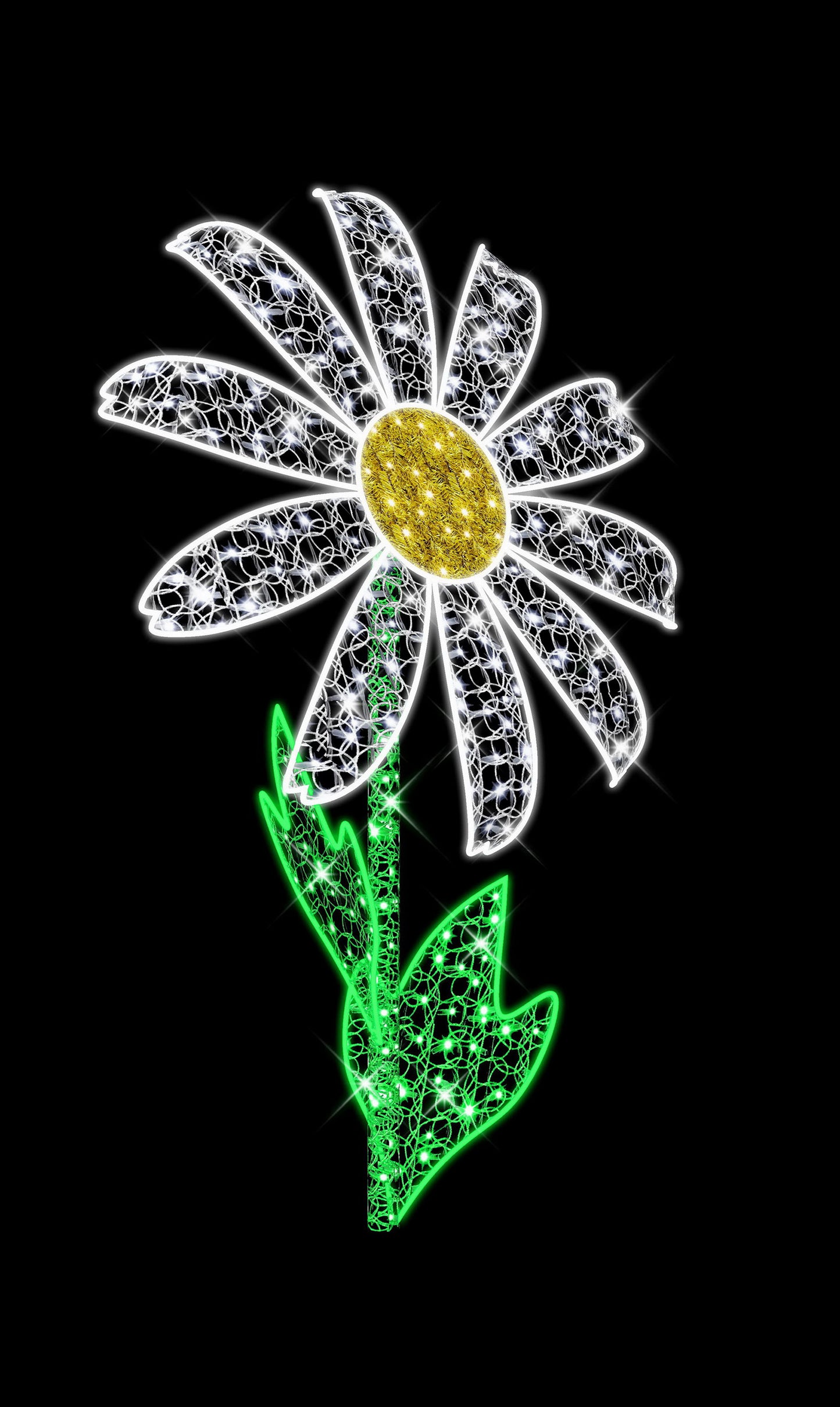 6' 3D White LED Daisy Flower