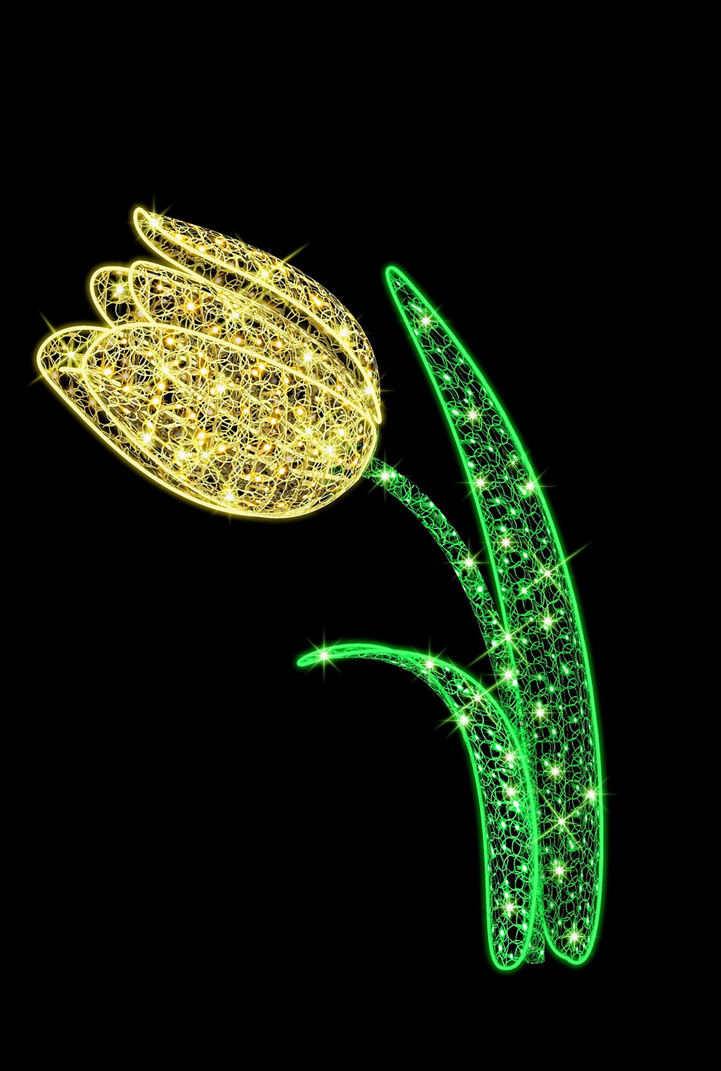 3D 6.5' Yellow LED Tulip Flower