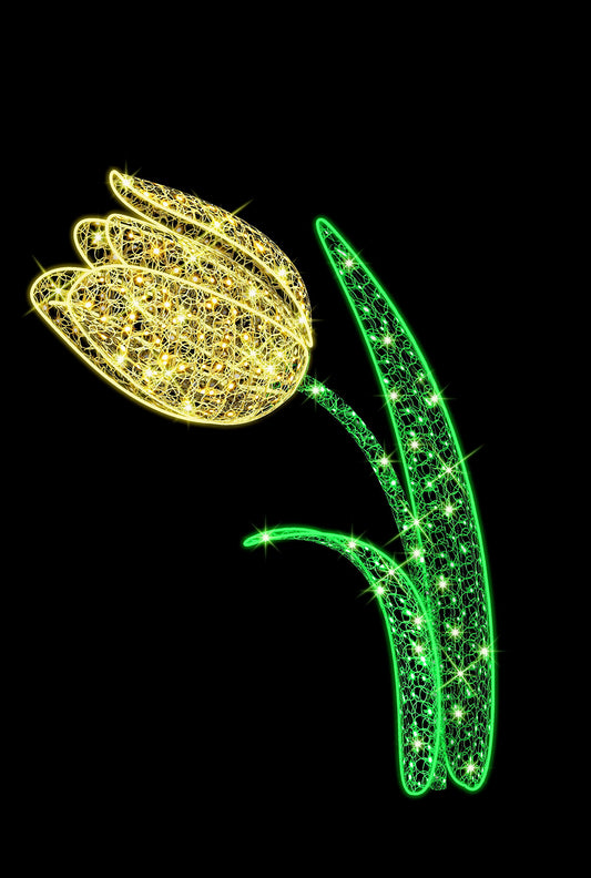 3D 6.5' Yellow LED Tulip Flower