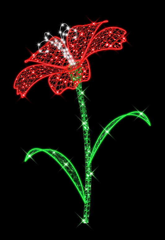 7' 3D Red LED Flower