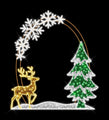 Arch Photo Op with Snowflakes, Reindeer and a Tree