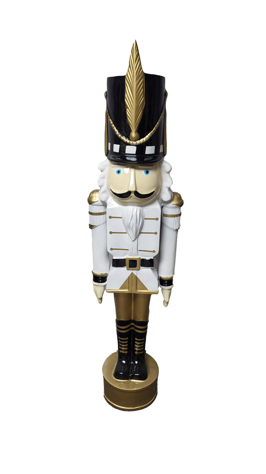 2.5' Nutcracker Wearing a White Jacket and Gold Uniform
