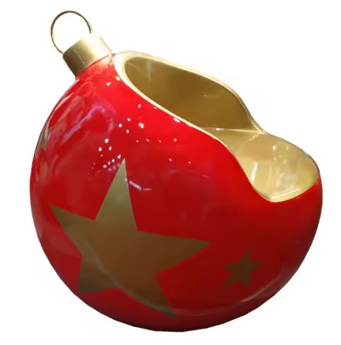 32" Red Ornament Chair with Gold Stars