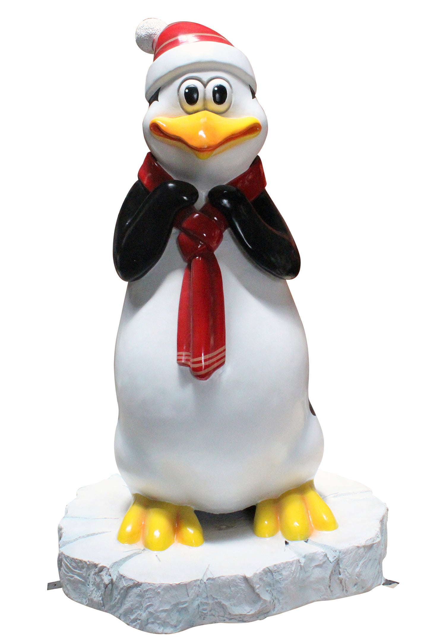 Funny Penguin Mom with a Bright Red Hat & Scarf