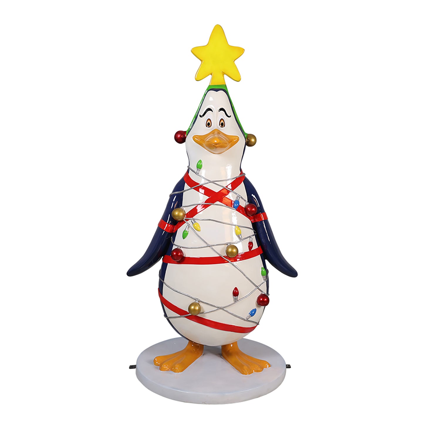 Funny Penguin with Christmas Lights