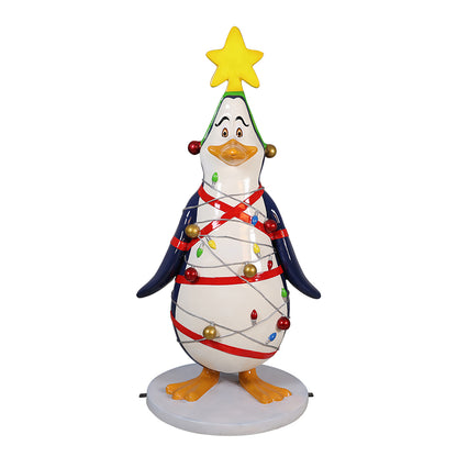 Funny Penguin with Christmas Lights