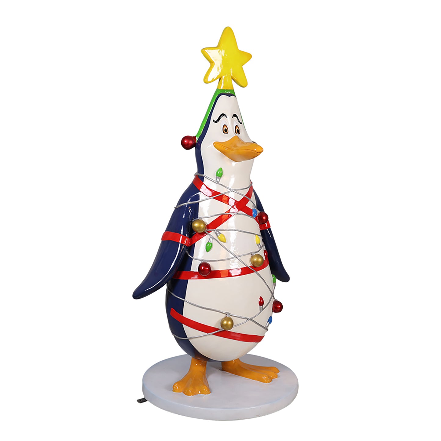 Funny Penguin with Christmas Lights