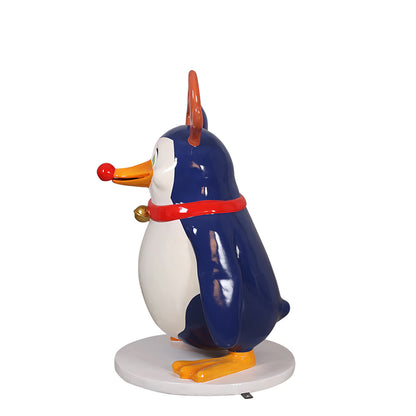 Funny Penguin with Red Nose and Antlers
