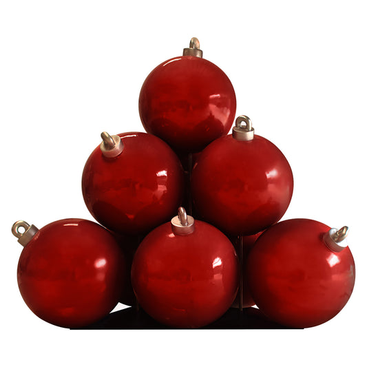 10 Red Christmas Ornament Stack Display