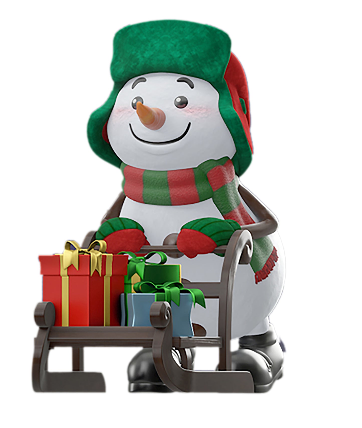 Snowman on Sled and Gifts