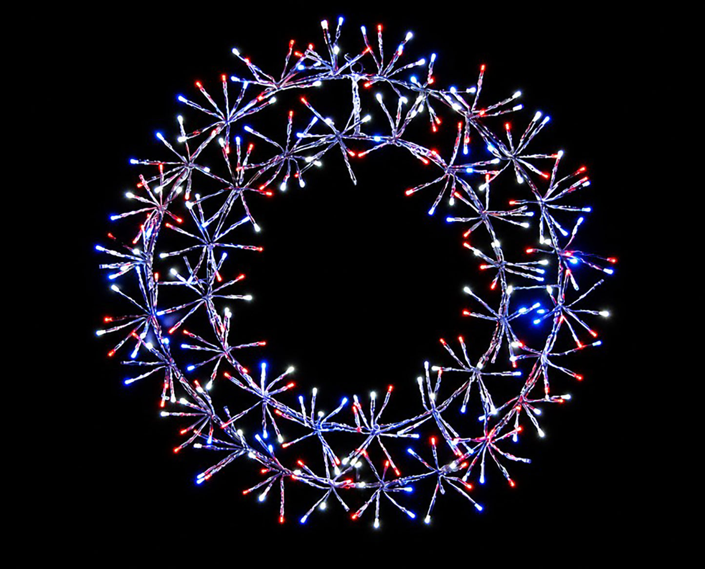 2' Red, Pure White and Blue Micro LED Wreath with Silver Frame