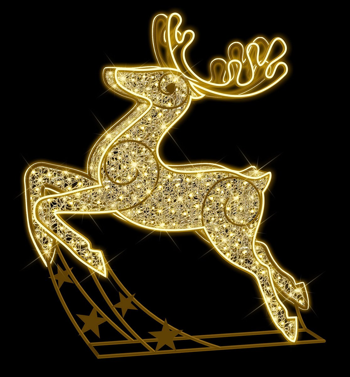 6' 3D Leaping Deer Lit with Warm White LEDs