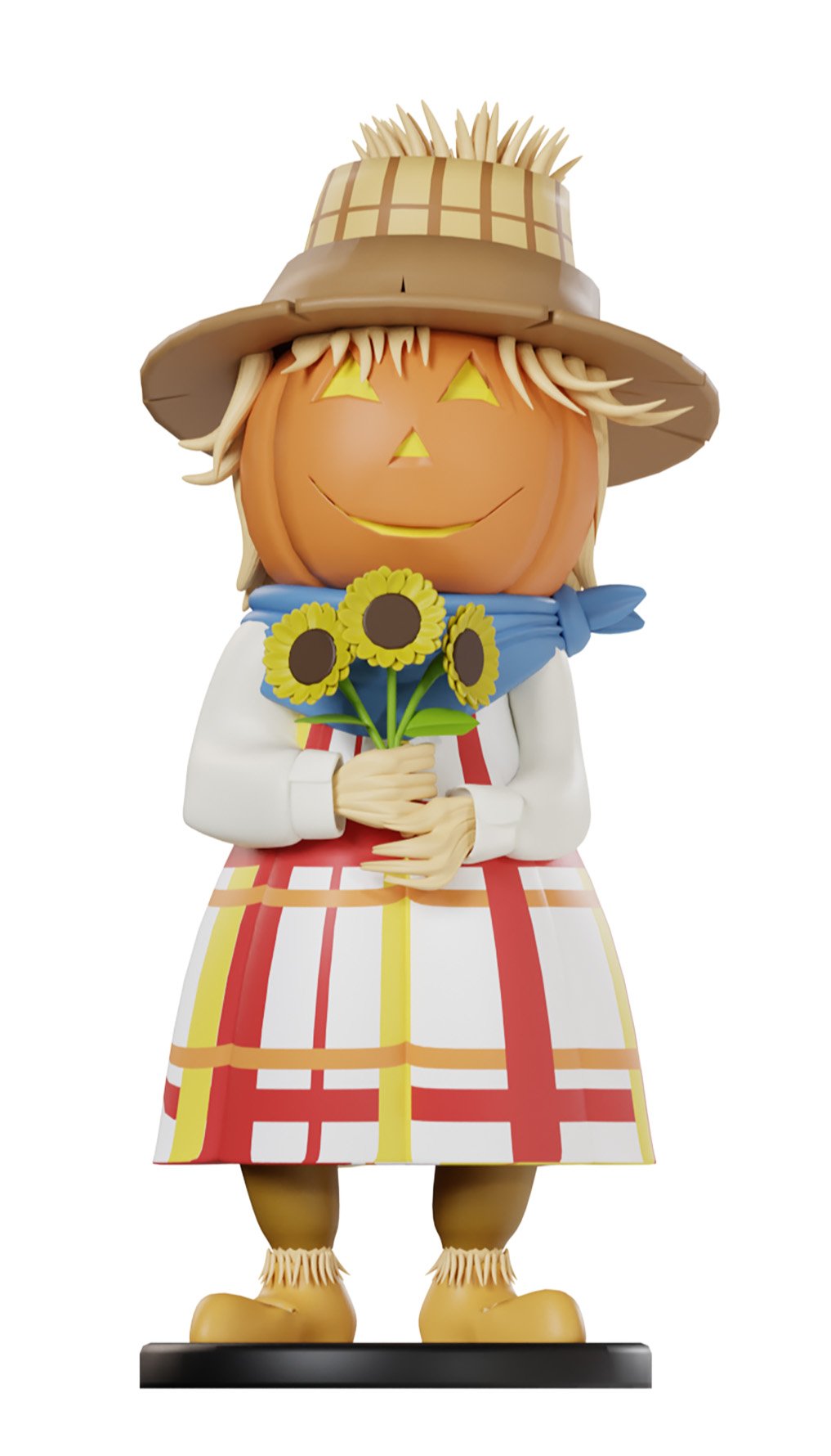 Pumpkin Scarecrow Family Girl 4.5' Tall