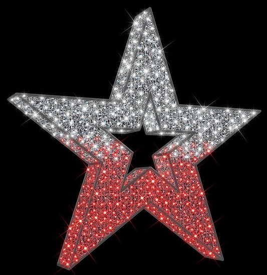 6.5' 3D Star Lit with Red and Pure White LEDs