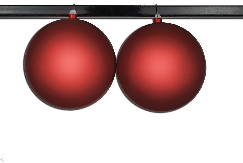 2 Pack 200mm 8" Red Matte Ball Ornament with Wire, UV Coated