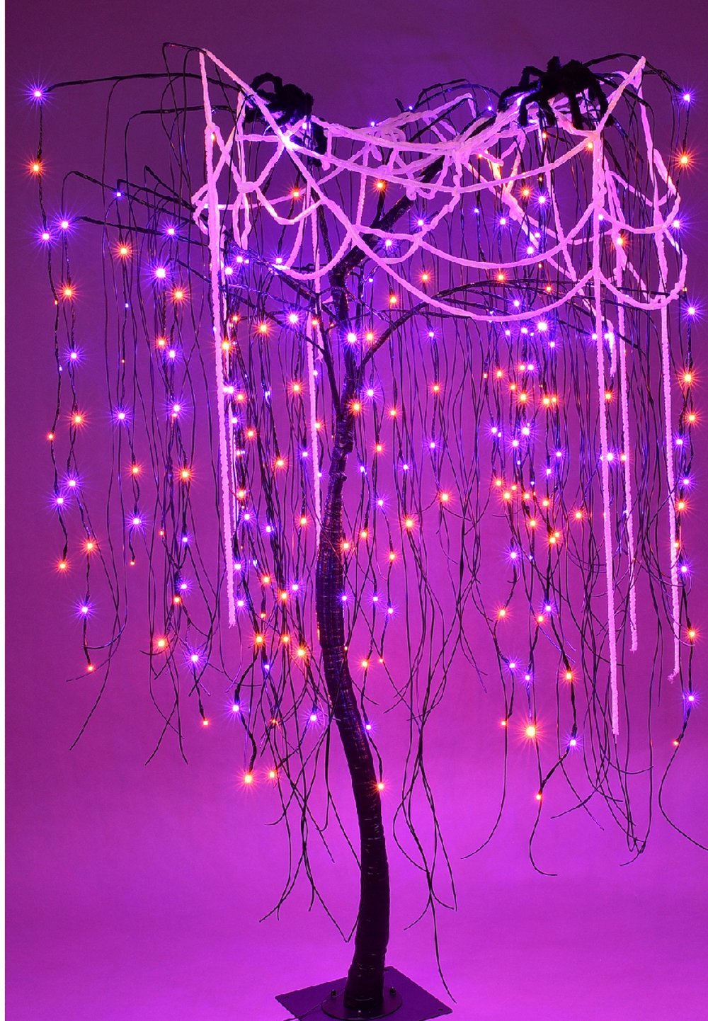 Purple and Orange LED Halloween Willow Tree 7'