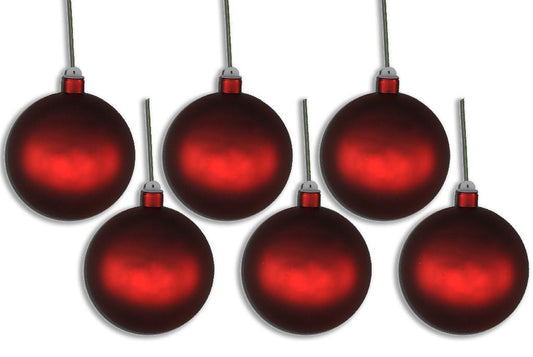 6 Pack 120mm 5" Red Matte Ball Ornament with Wire and UV Coating