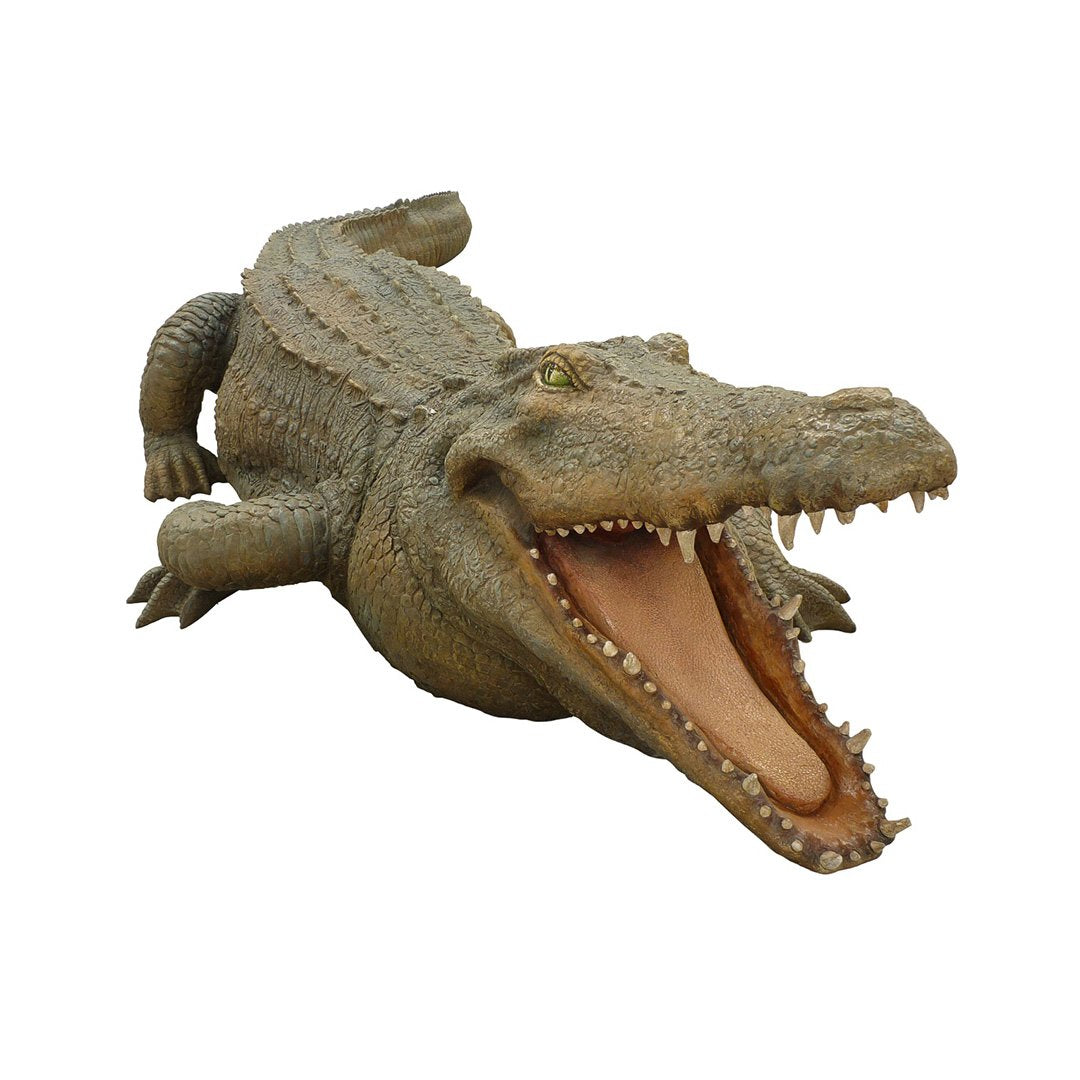 7.5' Long Life Like Crocodile Statue with Mouth Open
