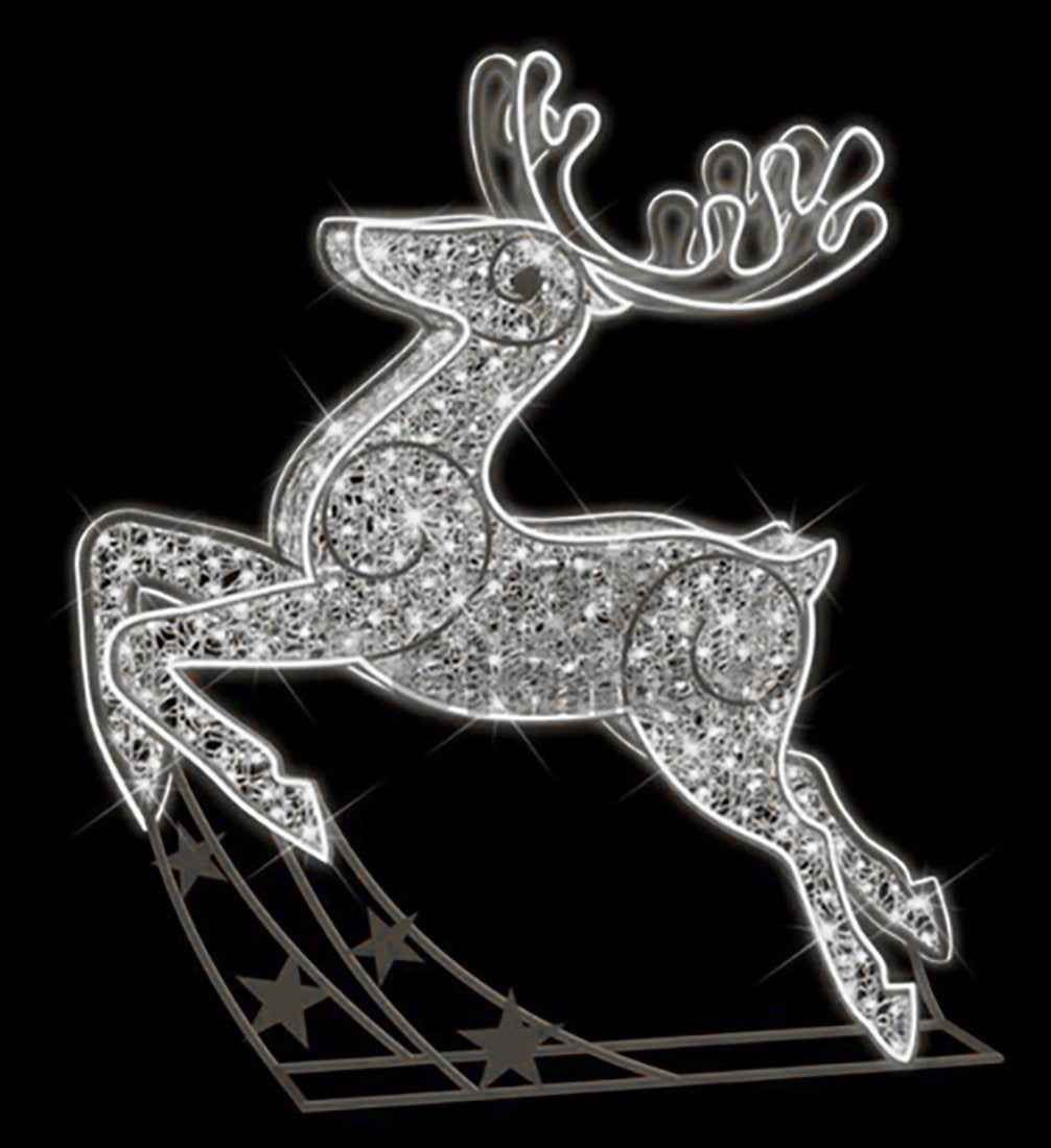 6' 3D Leaping Deer Lit with Pure White LEDs