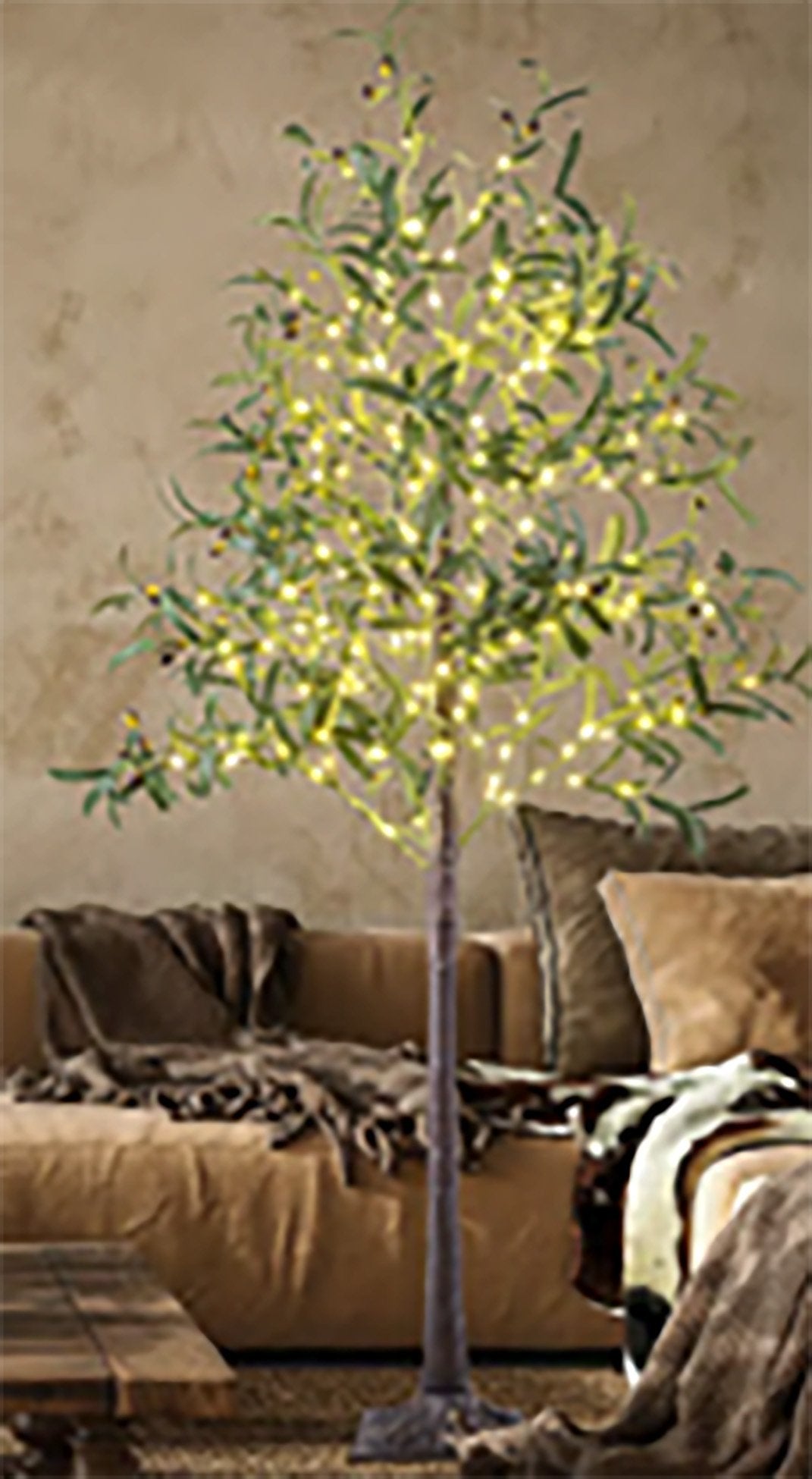 6' Warm White LED Olive Tree