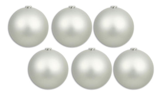 6 Pack 120mm 5" Silver Matte Ball Ornament with Wire and UV Coating