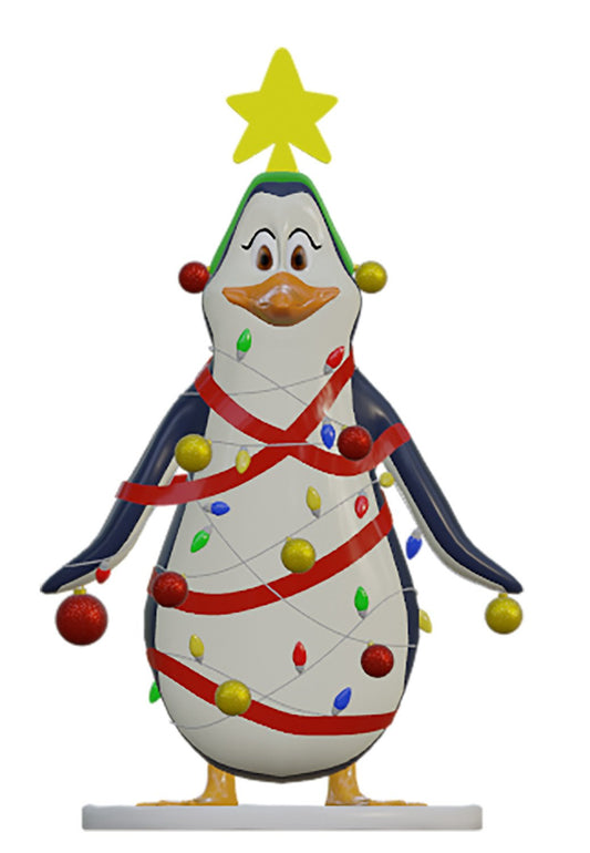 Funny Penguin with Christmas Lights