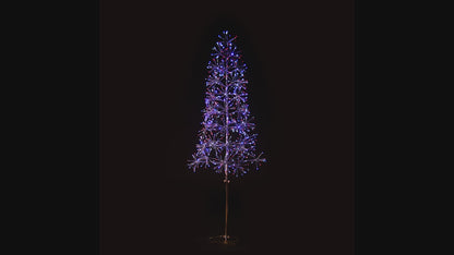 6' Red, White and Blue LED Tree with Silver Frame