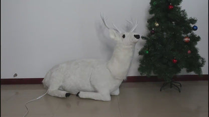 38" Animated Adult White Deer Head moves with Music