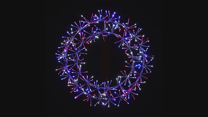 2' Red, Pure White and Blue Micro LED Wreath with Silver Frame