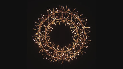 2' Warm White Micro LED Wreath with Gold Frame