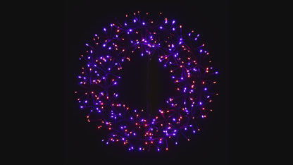2' Purple and Orange Micro LED Wreath with Black Frame