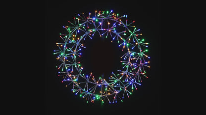 2' Multi Colored Micro LED Wreath with Silver Frame