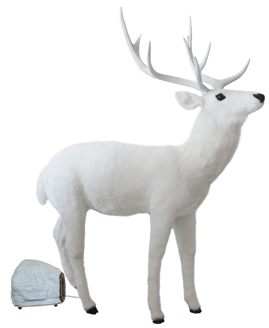 67" Animated Adult White Deer Head Moves with Music