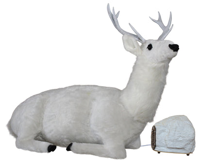 38" Animated Adult White Deer Head moves with Music