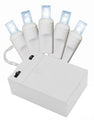 70 Pure White Battery Operated 5mm LEDs on White Wire with 8-Function Controller