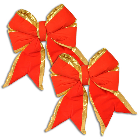 2 Pack Red Bow with Gold trim